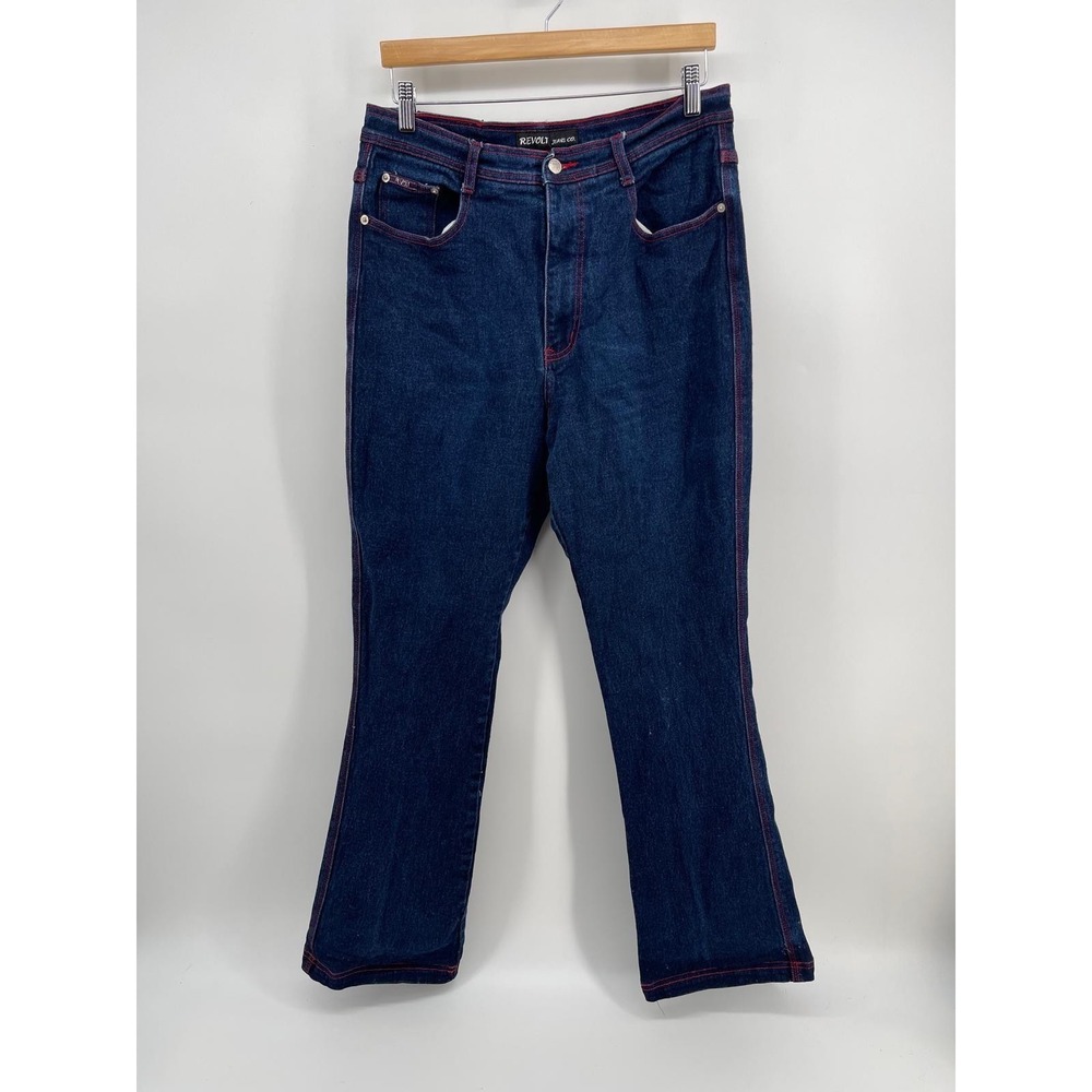 Vintage Revolt Jeans Co Dark Wash Red Contrast Stitch High Rise Straight Leg 16